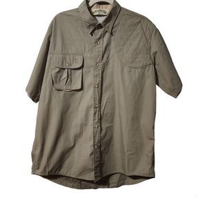 Bob Allen Shooting Shirt Button Down Short Sleeve Size Large Light Green